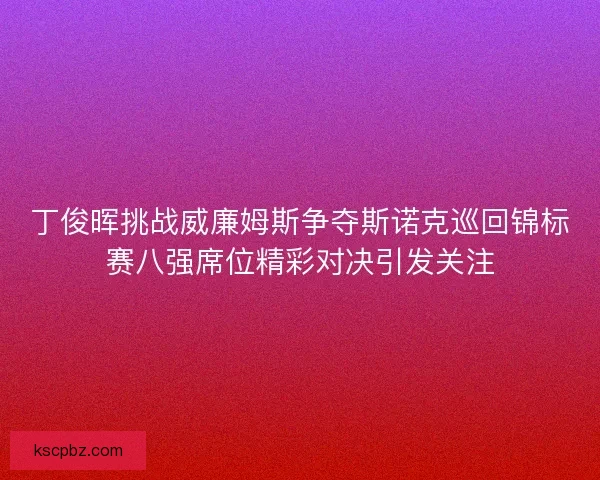 丁俊晖挑战威廉姆斯争夺斯诺克巡回锦标赛八强席位精彩对决引发关注