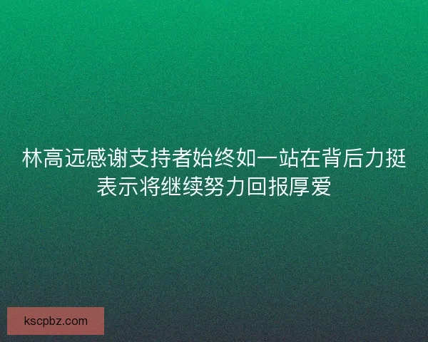林高远感谢支持者始终如一站在背后力挺表示将继续努力回报厚爱